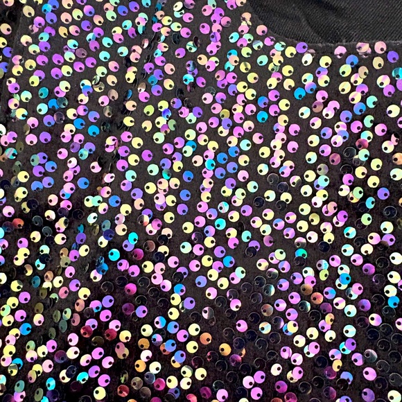 Mustard Seed Sequined Y2K style Denim Miniskirt black MEDIUM NWOT night out chic - Picture 9 of 11